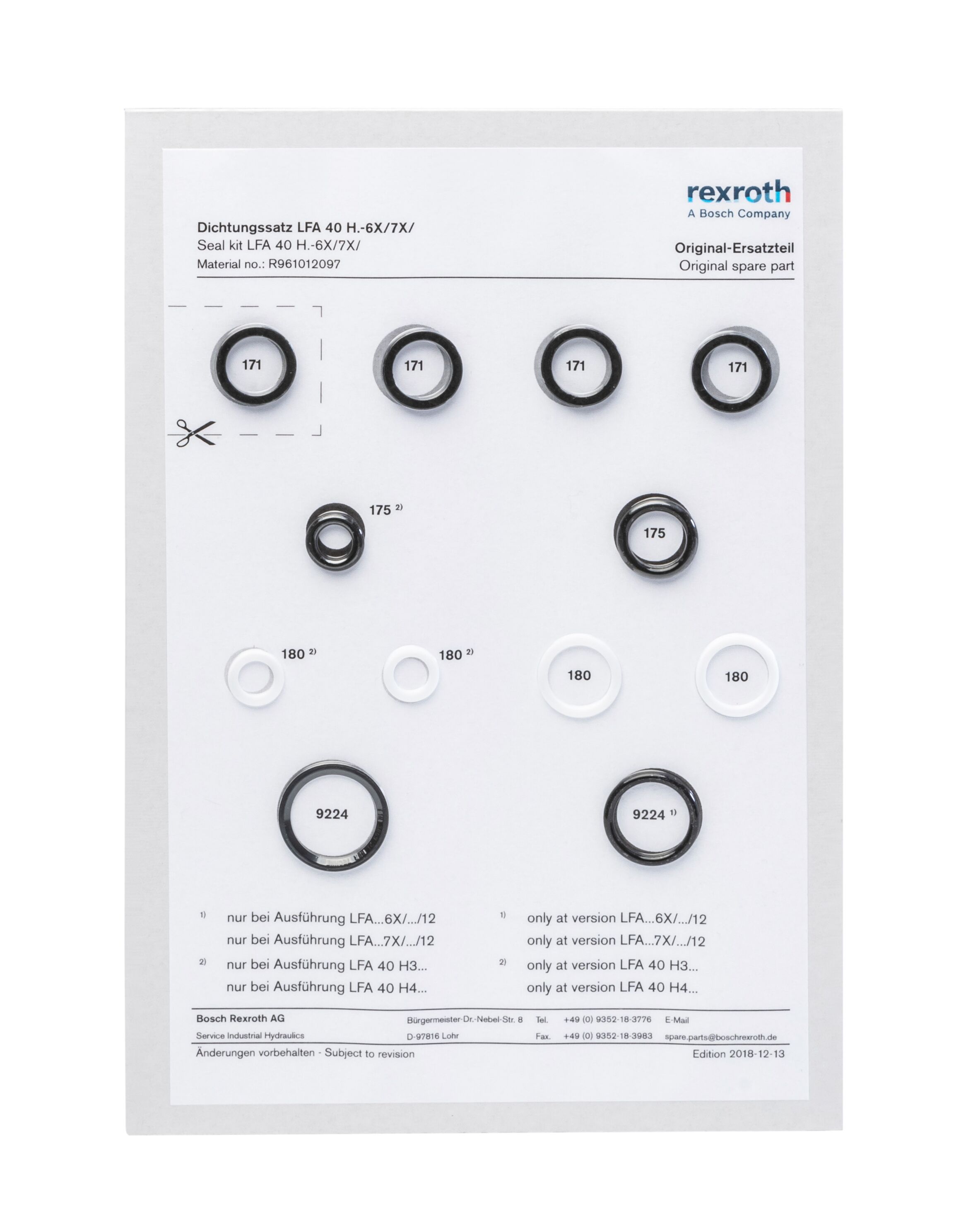 R900311012 комплект уплотнений CD250.140/090MA Bosch Rexroth